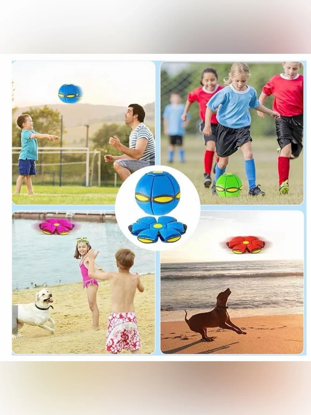 ⁠2 Pack Magic Flying Disc Deforming Ball LED Light Up Toy Set Outdoor Kids Game